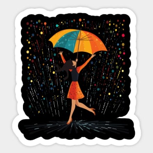 Cheerleader Rainy Day With Umbrella Sticker